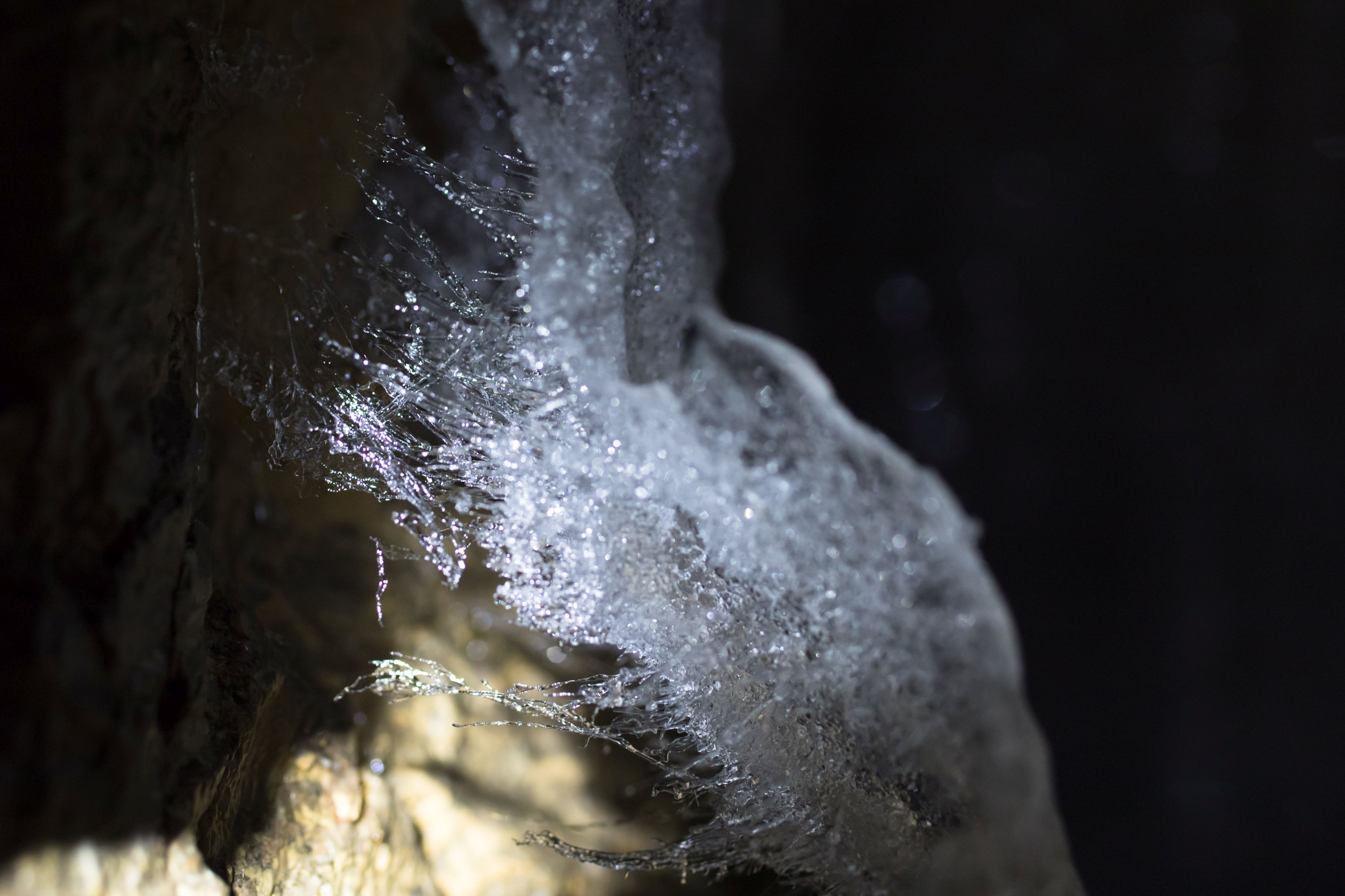 Wieder tolle Eisstrukturen an den Wänden. Lukina Jama. Bild: Matthias Hardner.
