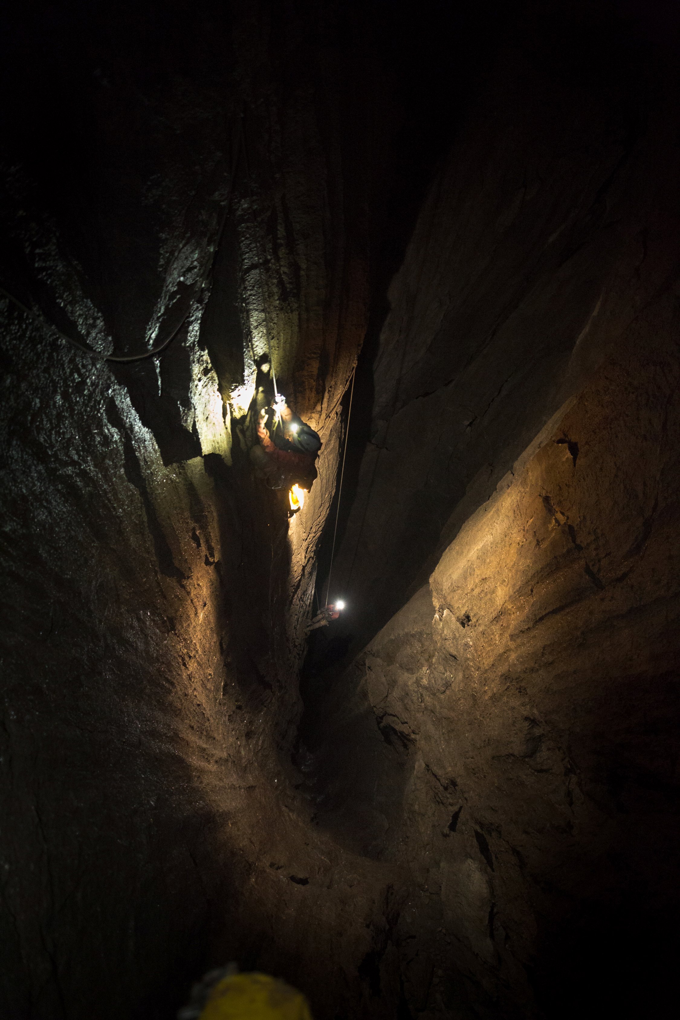 m P 195m Hauptschacht der Slovačka Jama. Bild: Julius Zimmermann